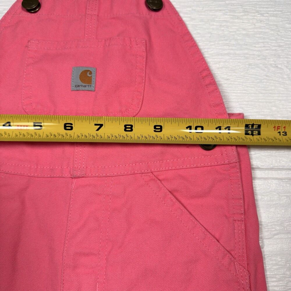 Carhartt Girls Loose Fit Canvas Bib Overalls Pink Lemonade 3T Workwear Kids - Picture 9 of 12